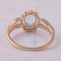 1.80 Ct Oval Blue Topaz 9K Gold Ring