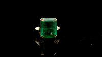 19.33 Ct Emerald Cut Natural Beryl Emerald 18K Gold Ring
