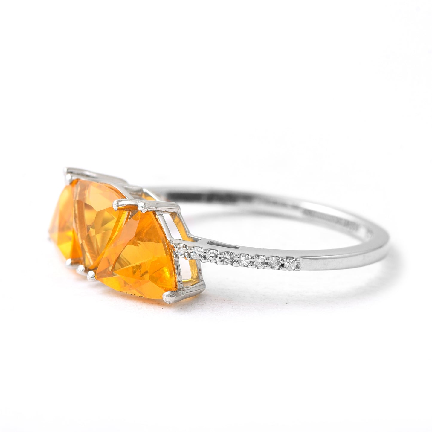 2.80 Ct Triangle Mixed Cut Natural Fire Opal 950 Platinum Ring