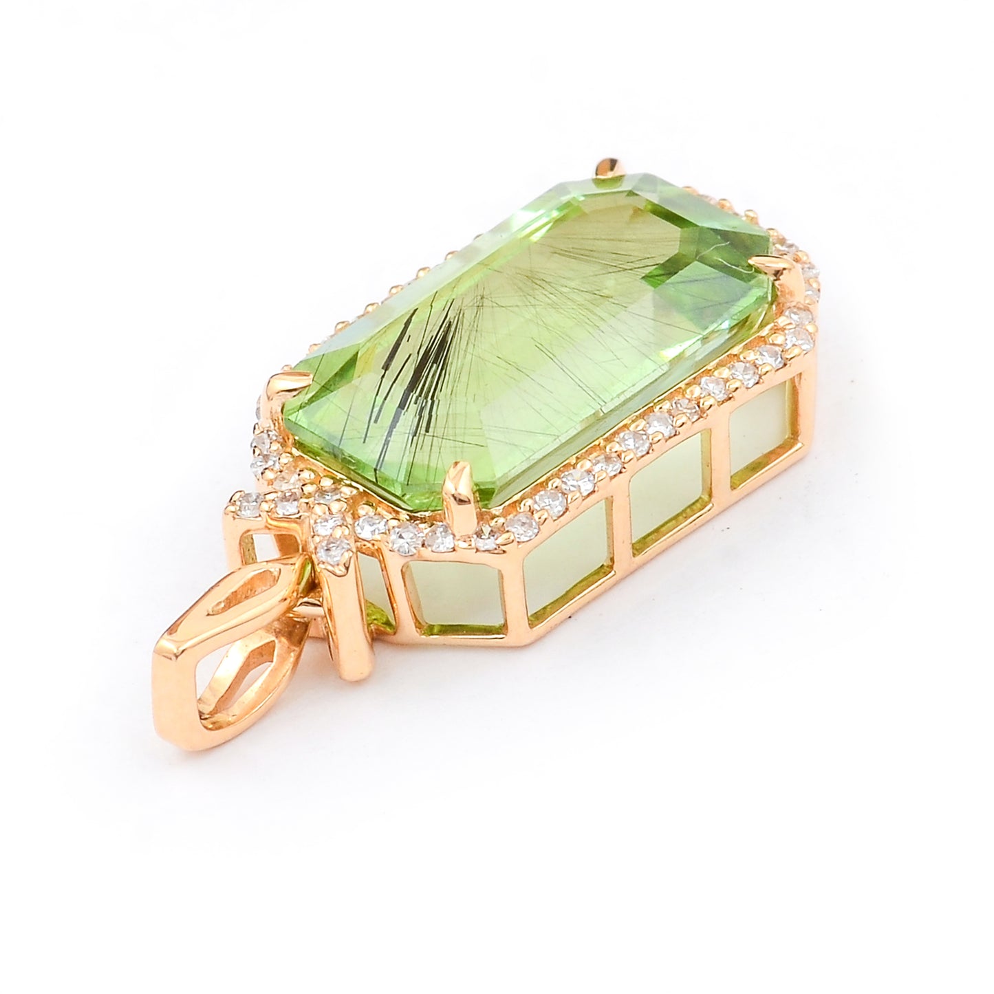 5.20 Ct Octagon Natural Eridot 14K Gold Pendant