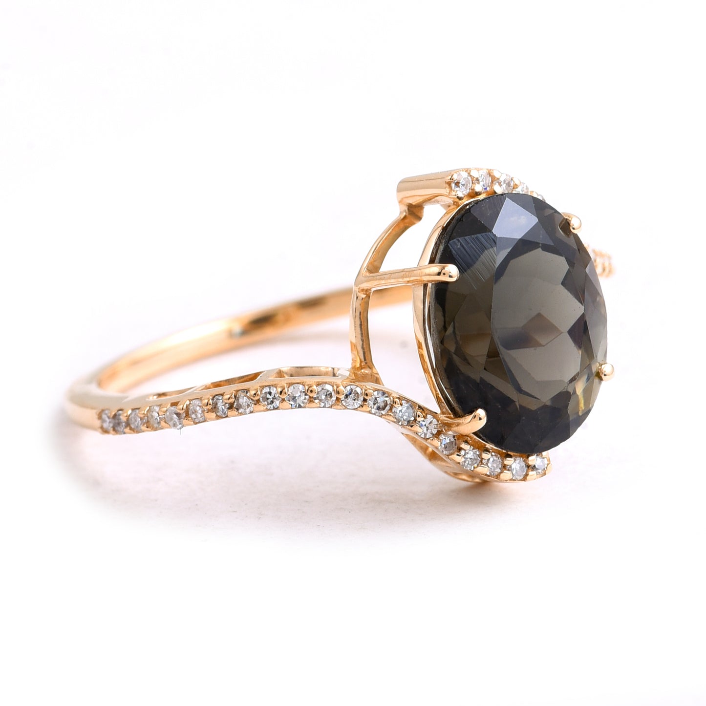 3.04 Ct Oval Mixed Cut Natural Tourmaline 14K Gold Ring