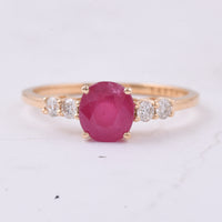 1.57 Ct Cushion Natural Ruby 14K Gold Ring