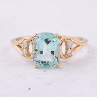 2.32 Ct Cushion Natural Emerald 14K Gold Ring