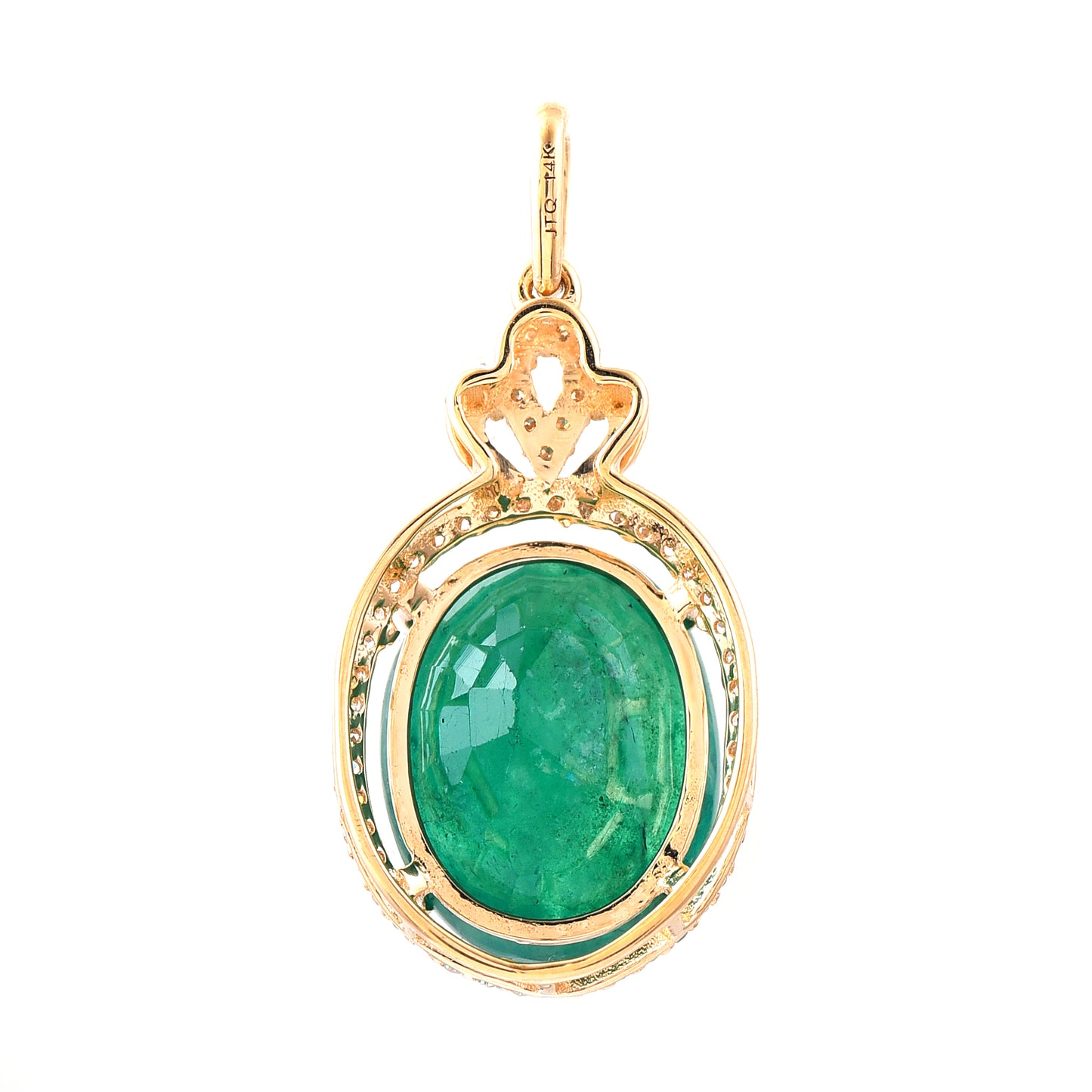 5.97 Ct Oval Mixed Cut Natural Emerald 14K Gold Pendant