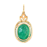 5.97 Ct Oval Mixed Cut Natural Emerald 14K Gold Pendant