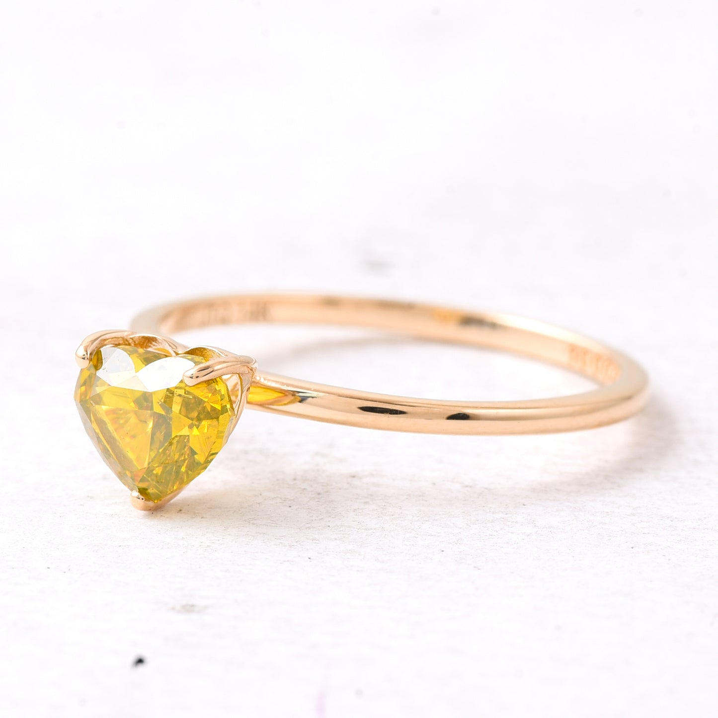 1.04 Ct Heart Yellow Diamond 14K Gold Ring
