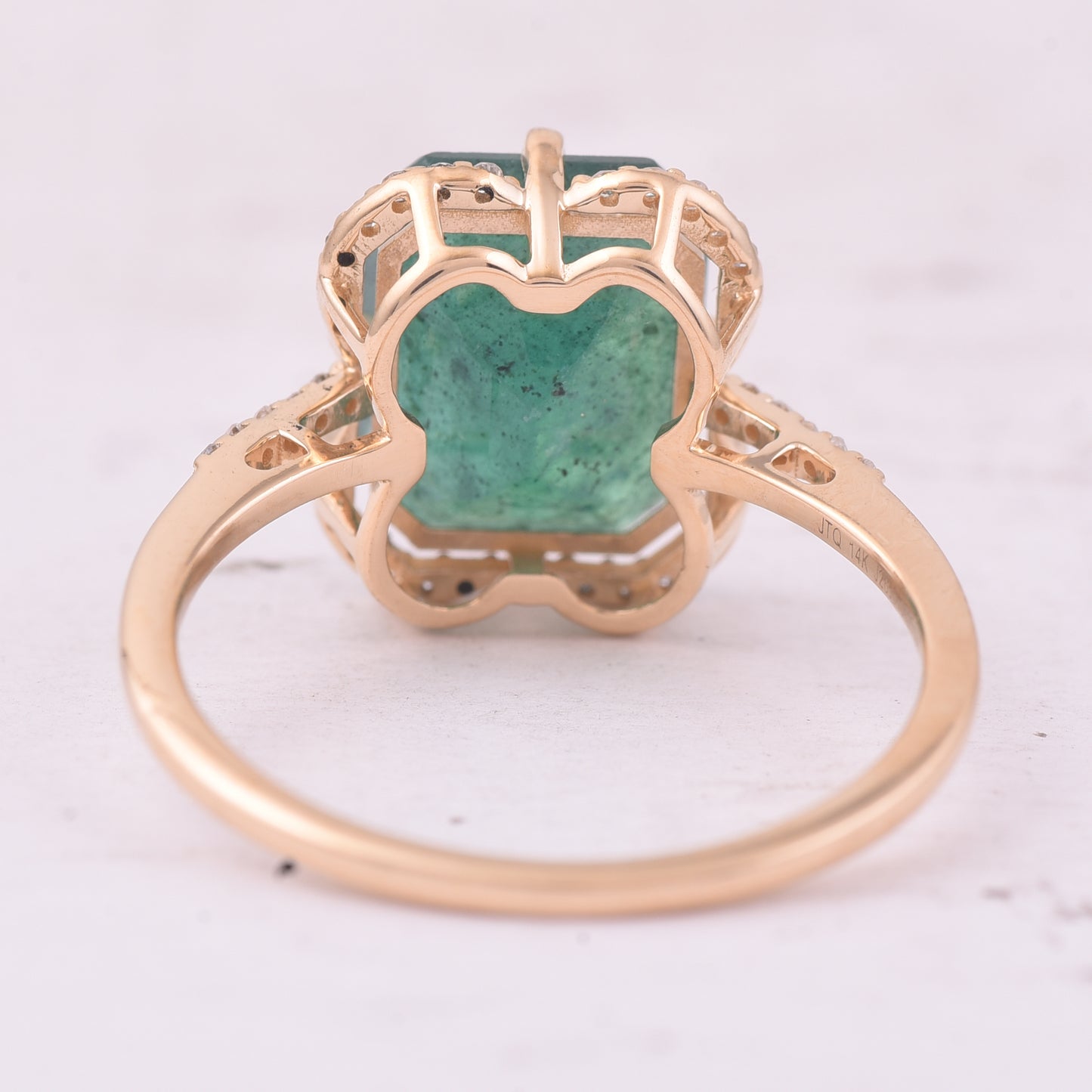 3.74 Ct Octagon Step Cut Natural Emerald 14K Gold Ring