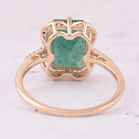 3.74 Ct Octagon Step Cut Natural Emerald 14K Gold Ring