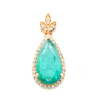 1.88 Ct Pear Mixed Cut Natural Emerald 14K Gold Pendant