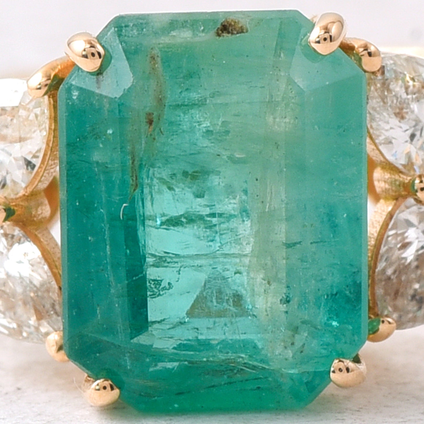 2.33 Ct Octagon Step Cut Natural Emerald 14K Gold Ring