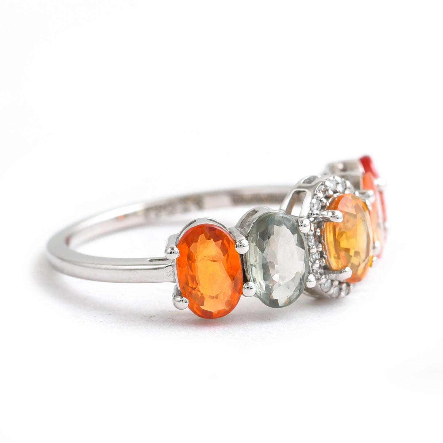 3.39 Ct Oval Mixed Cut Natural Multi Coloured Sapphire 950 Platinum Ring