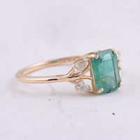 1.49 Ct Octagon Step Cut Natural Emerald 14K Gold Ring