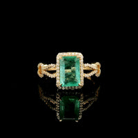 1.98 Ct Octagon Step Cut Natural Emerald 14K Gold Ring
