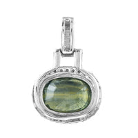 3.24 Ct Oval Mixed Cut Natural Green Sapphire 950 Platinum Pendant