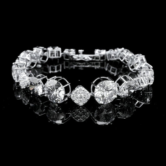 29.34 Ct Round Lab Grown Diamond 14K Gold Bracelet