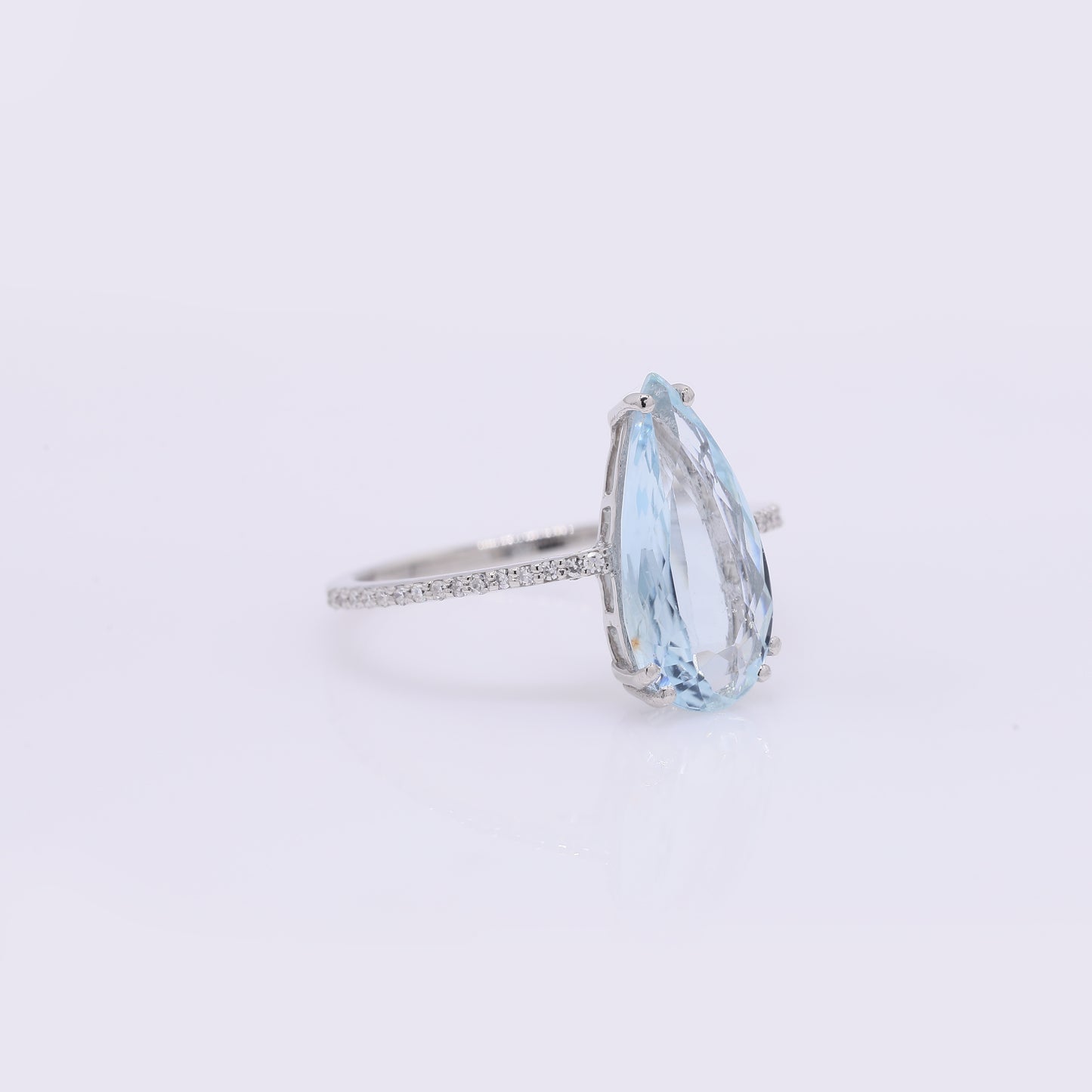 2.29 Ct Pear Mixed Cut Natural Aquamarine 950 Platinum Ring
