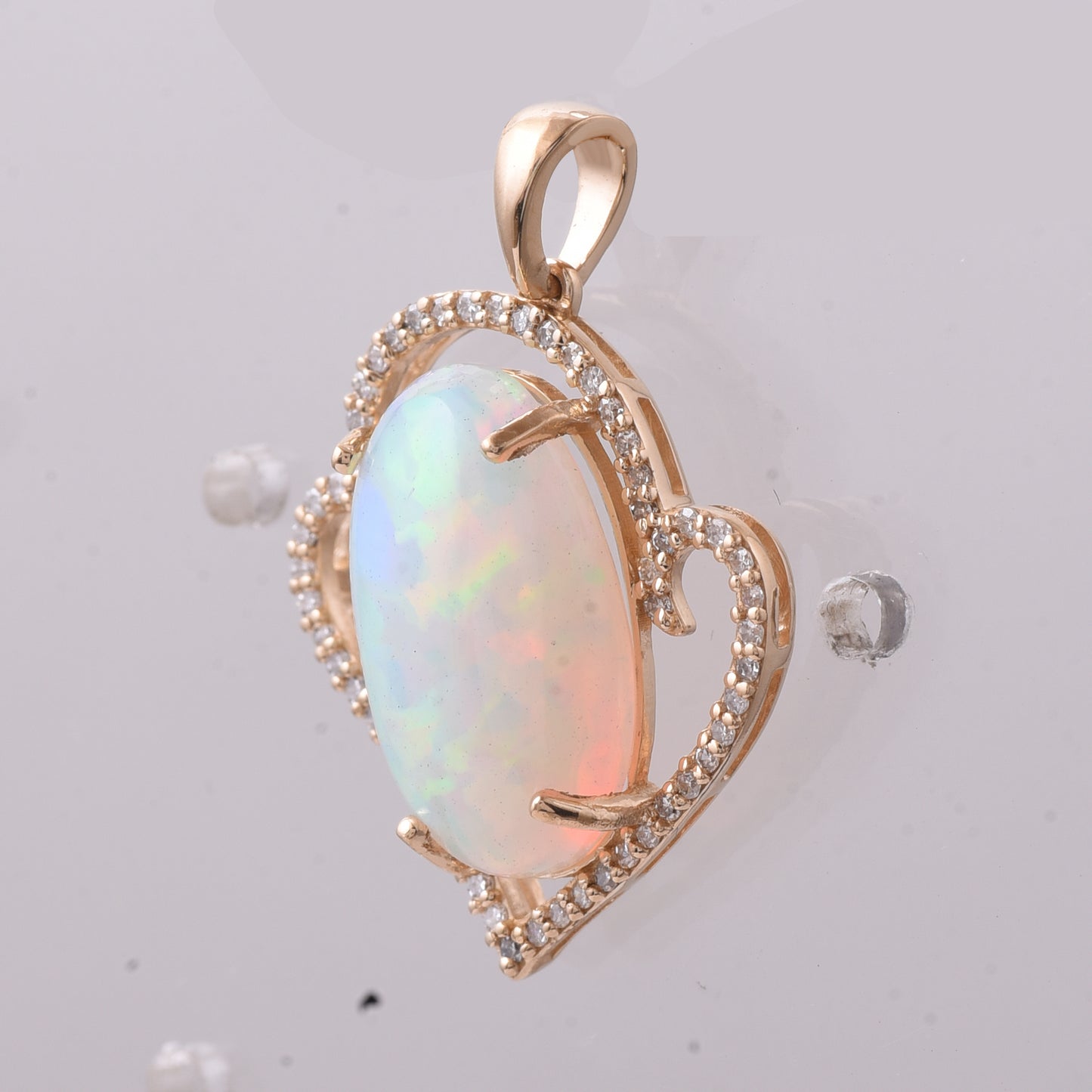 3.76 Ct Oval Cabochon Cut Natural Opal 14K Gold Pendant
