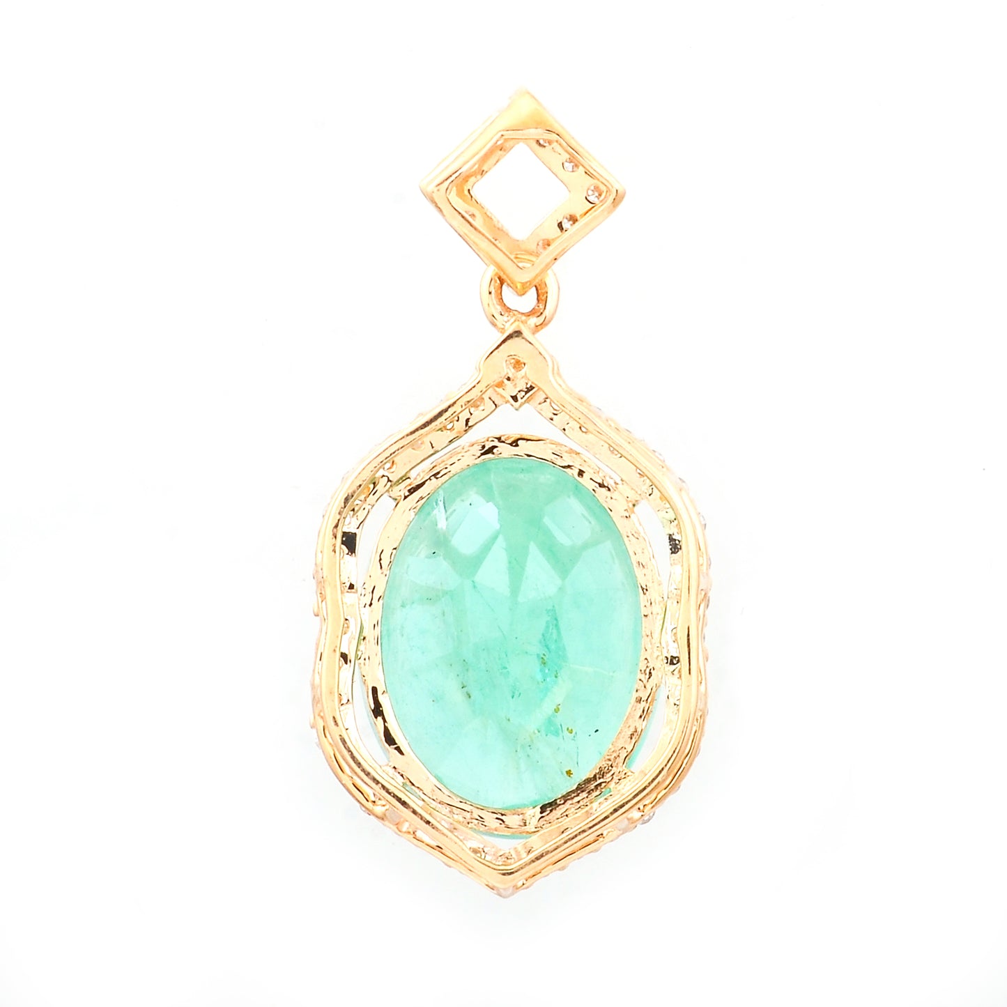 3.20 Ct Oval Natural Emerald 14K Gold Pendant
