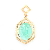 3.20 Ct Oval Natural Emerald 14K Gold Pendant