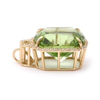 10.89 Ct Octagon Natural Eridot 14K Gold Pendant