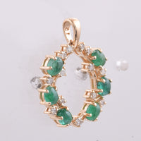 1.27 Ct Oval Cabochon Cut Natural Emerald 14K Gold Pendant