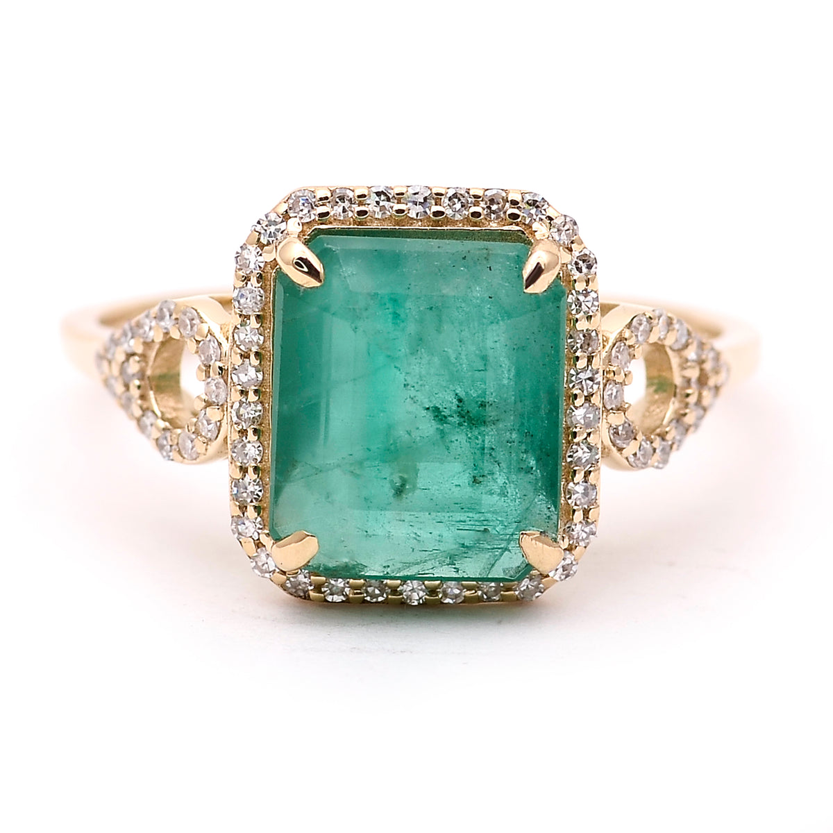 2.85 Ct Octagon Natural Emerald 14K Gold Ring