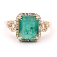 2.85 Ct Octagon Natural Emerald 14K Gold Ring