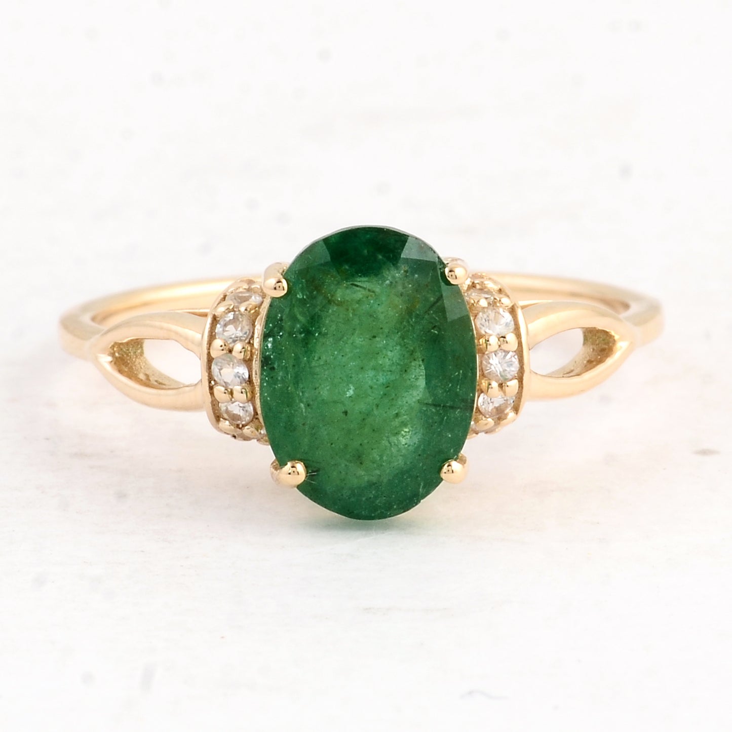 2.18 Ct Oval Emerald 14K Gold Ring