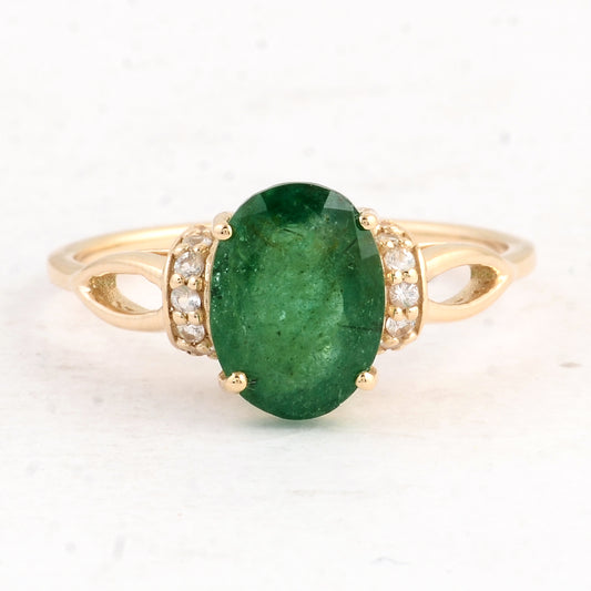 2.18 Ct Oval Emerald 14K Gold Ring