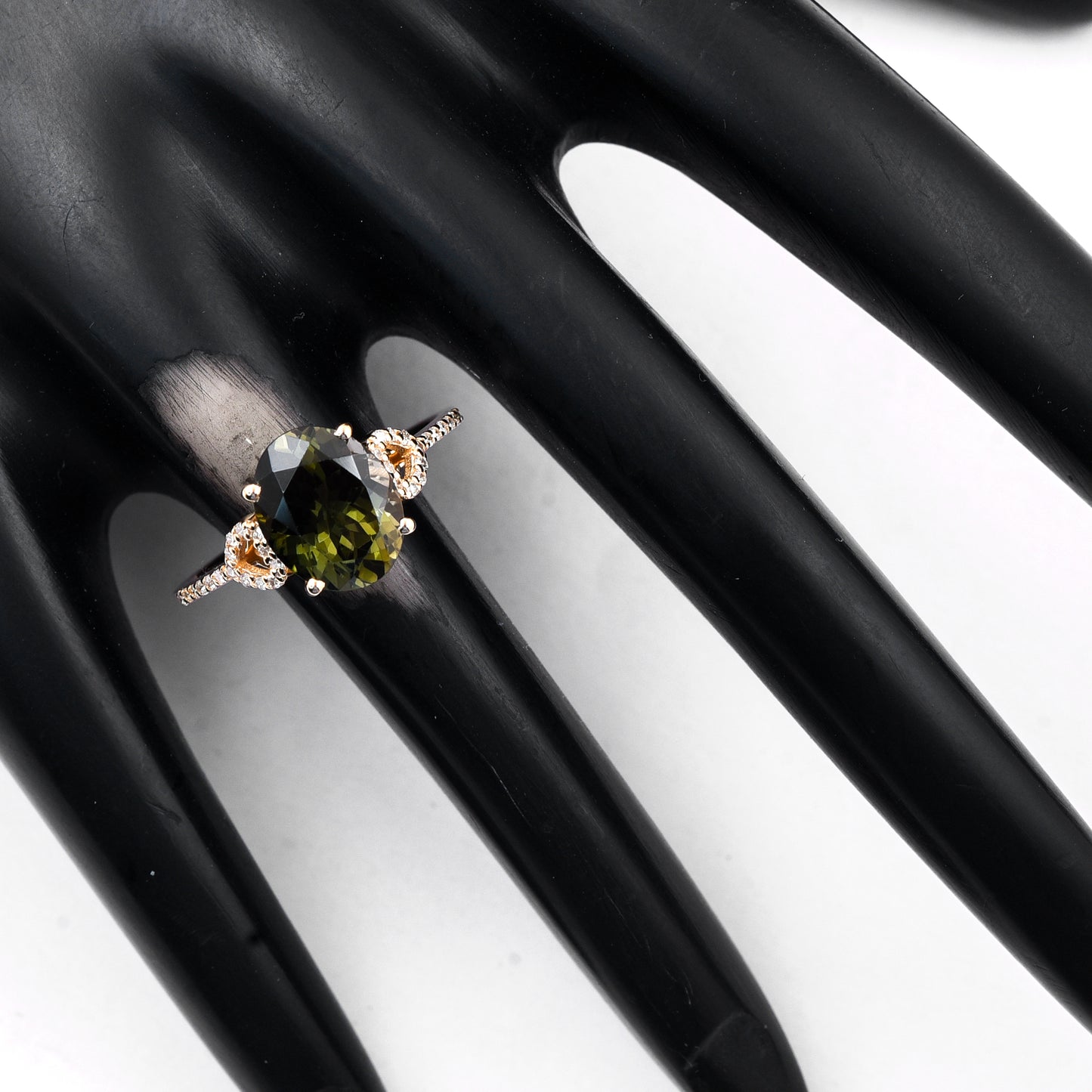 2.65 Ct Oval Mixed Cut Natural Green Tourmaline 14K Gold Ring