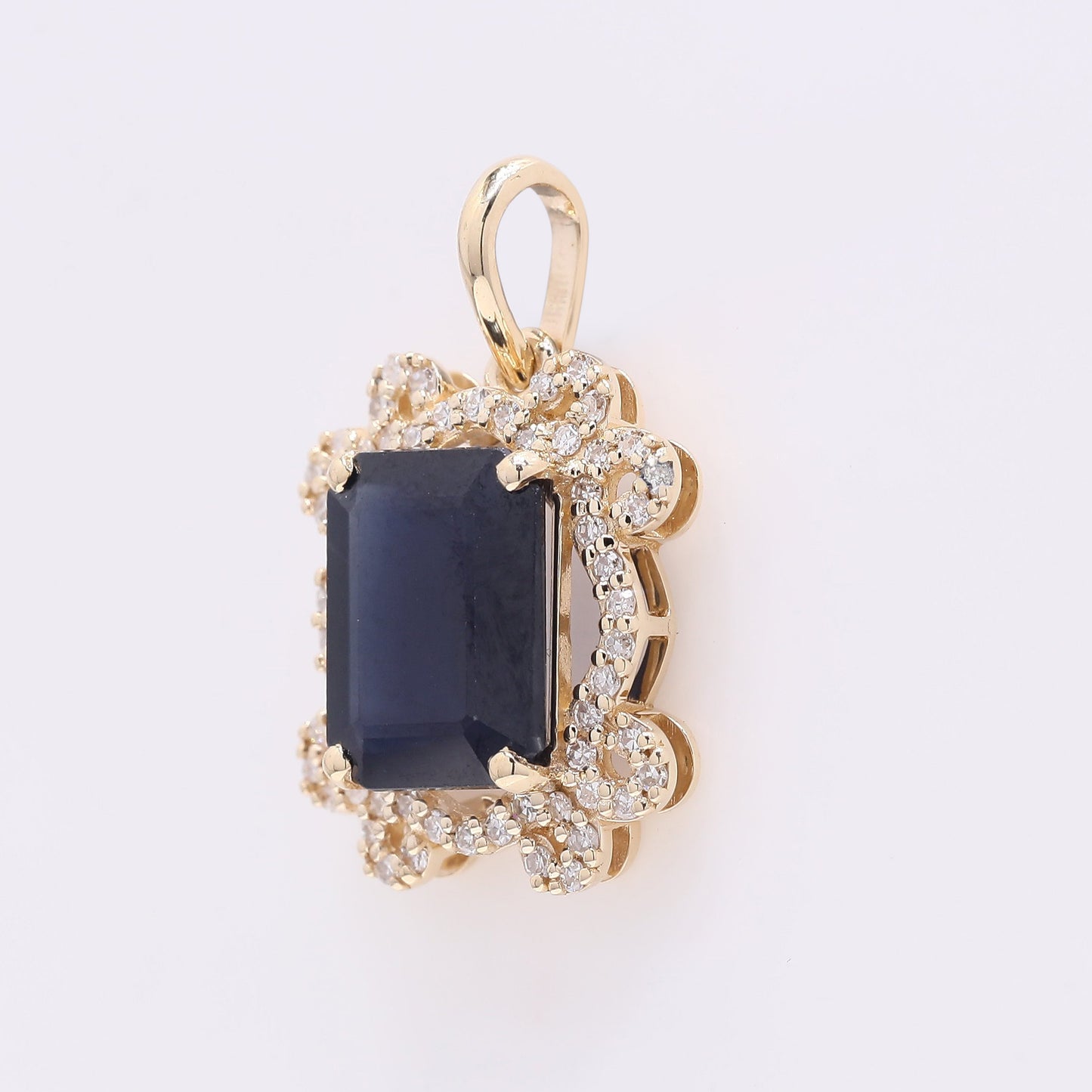2.78 Ct Octagon Step Cut Natural Sapphire 14K Gold Pendant