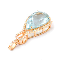 2.93 Ct Pear Mixed Cut Natural Aquamarine 14K Gold Pendant