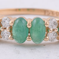 1.28 Ct Oval Cabochon Cut Natural Emerald 14K Gold Ring
