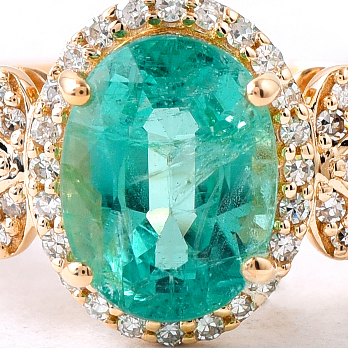1.82 Ct Oval Mixed Cut Natural Emerald 14K Gold Ring