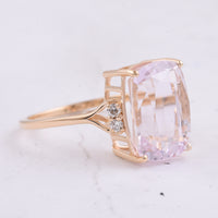 6.56 Ct Cushion Natural Kunzite 14K Gold Ring