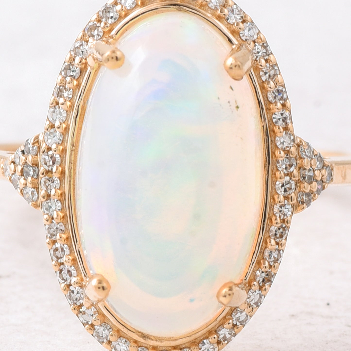 3.44 Ct Oval Cabochon Cut Natural Opal 14K Gold Ring