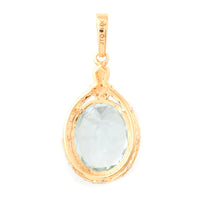 3.15 Ct Oval Mixed Cut Natural Aquamarine 14K Gold Pendant