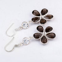 12.05 Ct Smoky Quartz 925 Sterling Silver Earrings