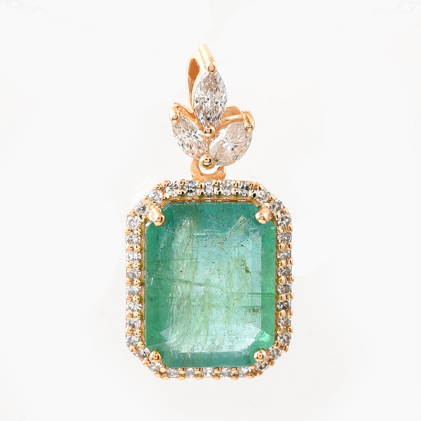 2.51 Ct Octagon Step Cut Natural Emerald 14K Gold Pendant