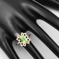 2.29 Ct Cushion Mixed Cut Natural Peridot 14K Gold Ring