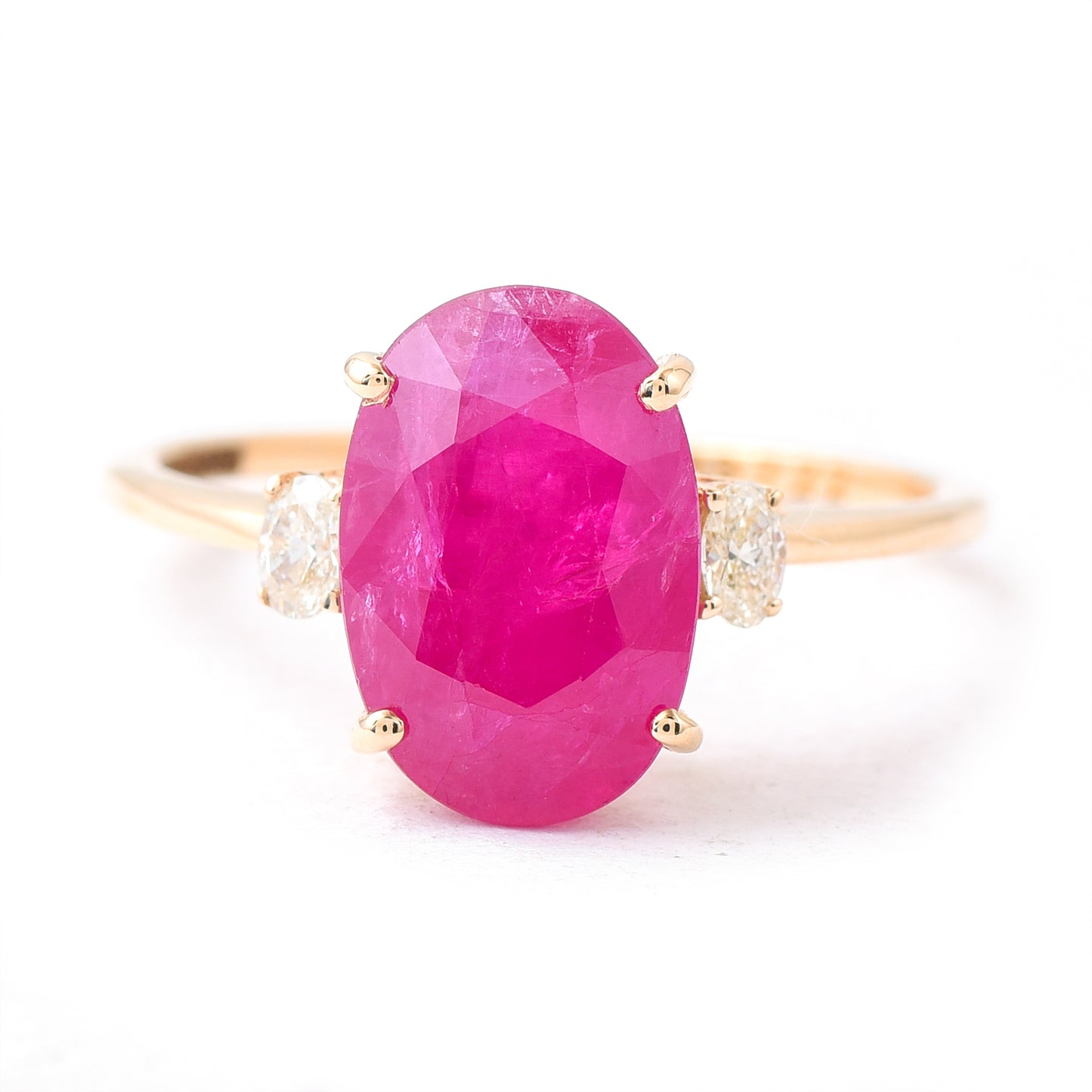 1.55 Ct Oval Mixed Cut Natural Ruby 14K Gold Ring