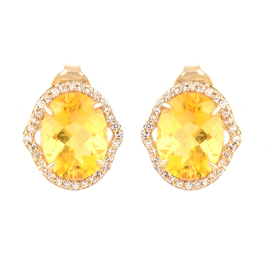 2.66 Ct Oval Mixed Cut Natural Fire Opal 14K Gold Earrings