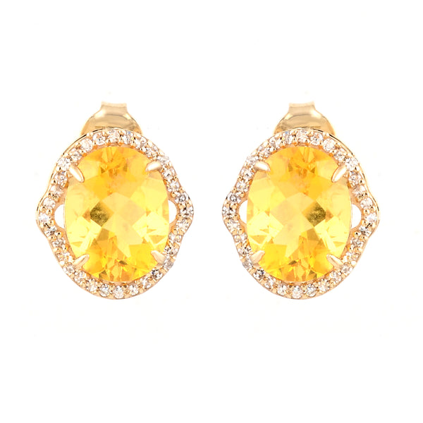 2.66 Ct Oval Mixed Cut Natural Fire Opal 14K Gold Earrings