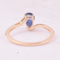 1.20 Ct Pear Mixed Cut Natural Sapphire 14K Gold Ring