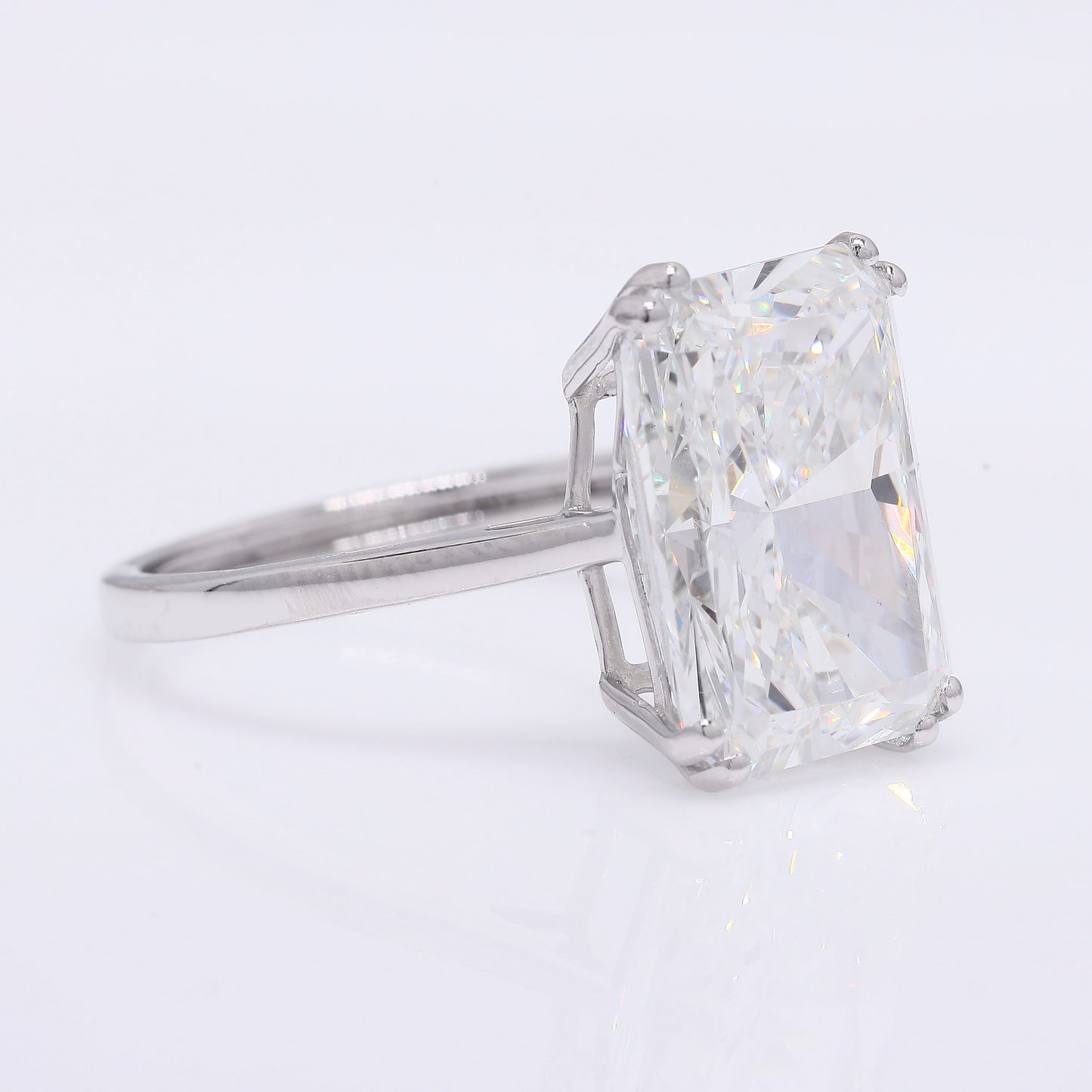 6.65 Ct Cut Cornered Rectangular Modified Brilliant Lab Grown Diamond 950 Platinum Ring