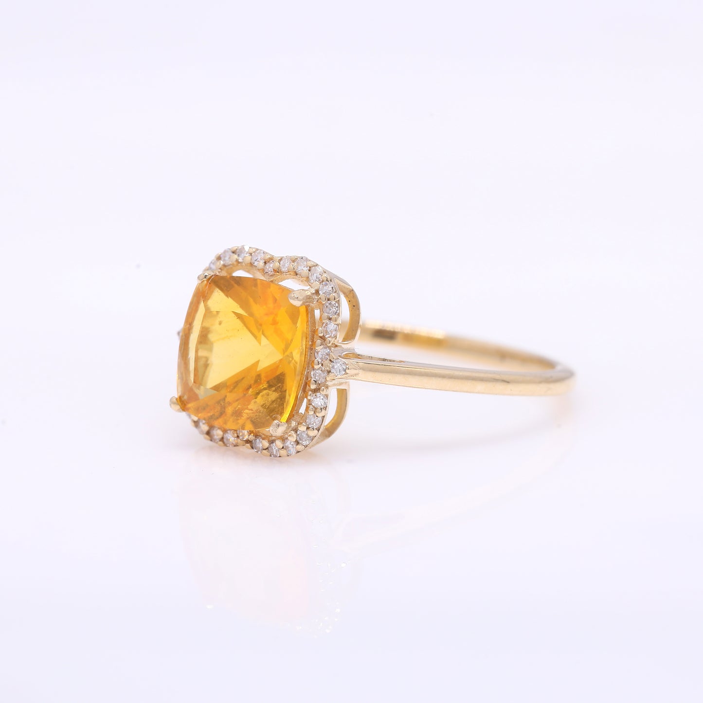 1.41 Ct Cushion Mixed Cut Natural Fire Opal 14K Gold Ring