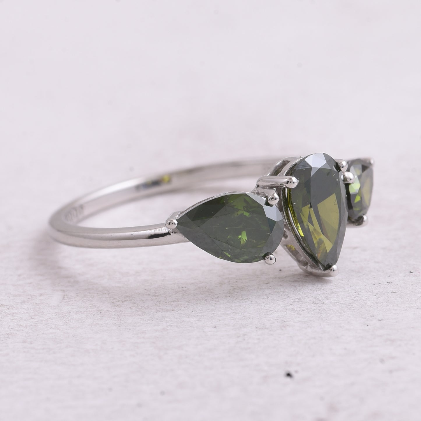 1.55 Ct Pear Green Diamond 950 Platinum Ring