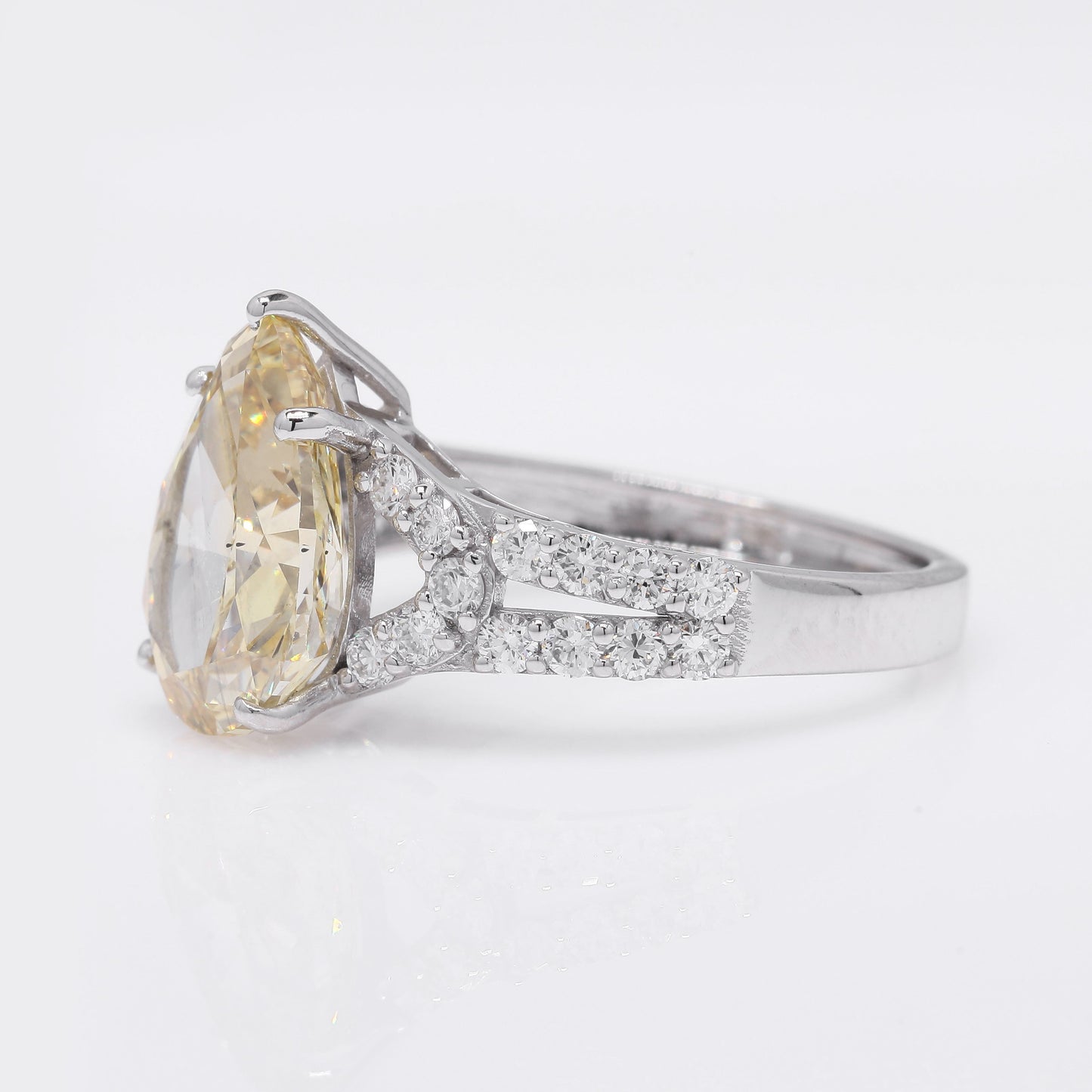 4.70 Ct Pear Modified Brilliant Lab Grown Diamond 950 Platinum Ring