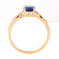 1.49 Ct Oval Mixed Cut Natural Sapphire 14K Gold Ring