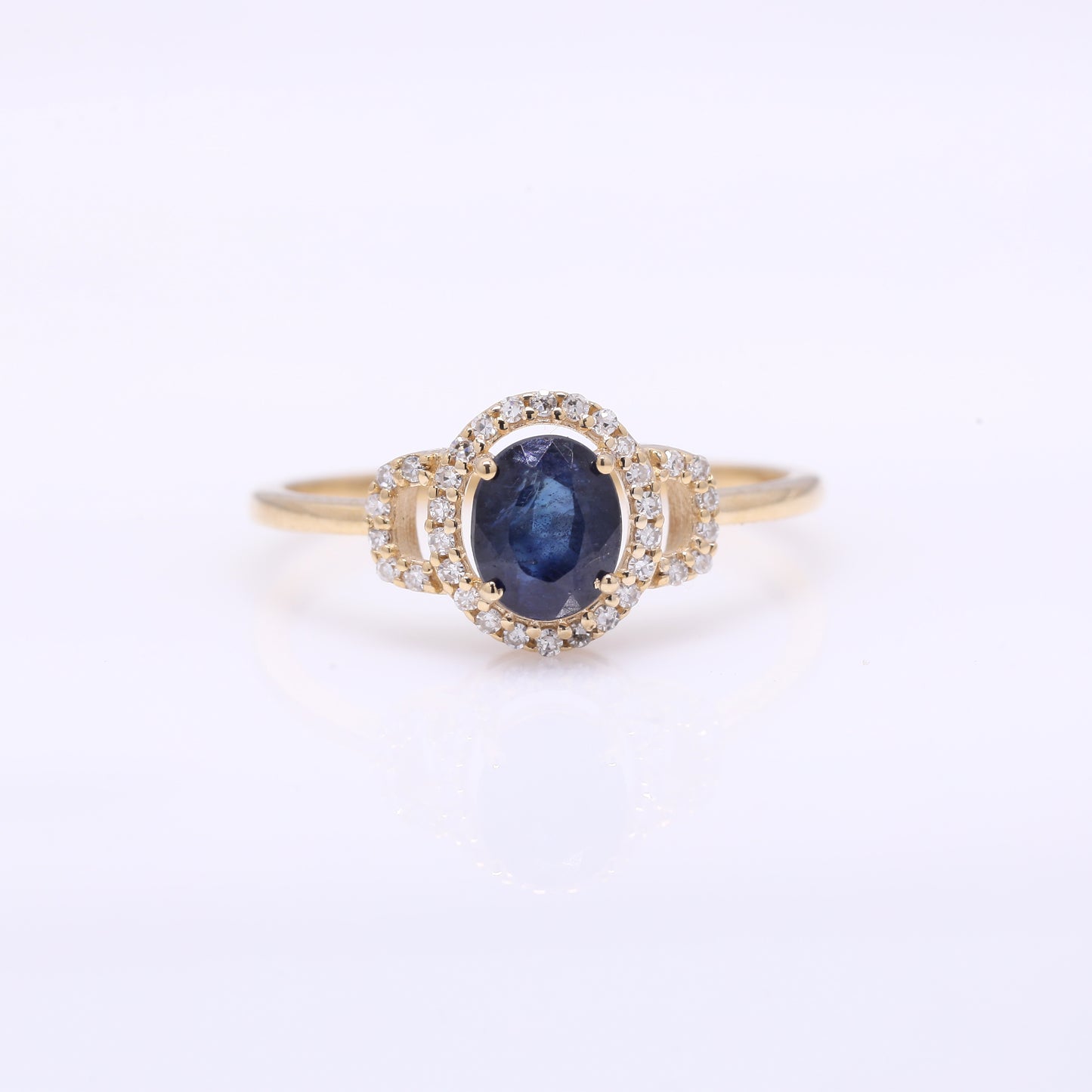 1.13 Ct Oval Mixed Cut Natural Sapphire 14K Gold Ring